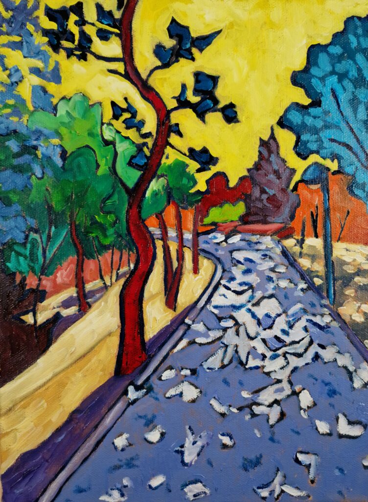 Oil painting on canvas, Letna park series No. 09c