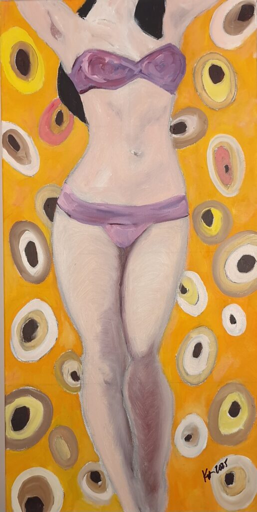 Out of Context series, No. 5— oil on canvas — cropped female figure against a background
