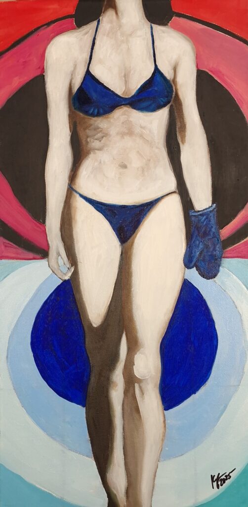 Out of Context series, No. 7— oil on canvas — cropped female figure against a background