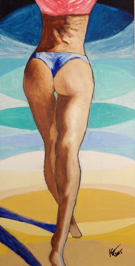 Out of Context series, No. 6— oil on canvas — cropped female figure against a background