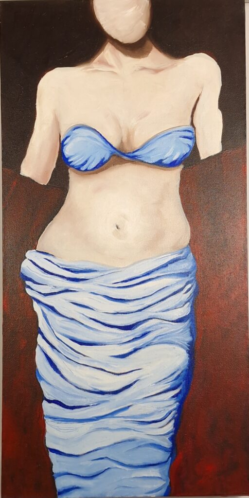 Out of Context series, No. 10— oil on canvas — cropped female figure against a background